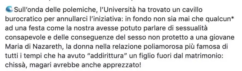 annullata la festa immacolata contraccezione all'universita' di bologna