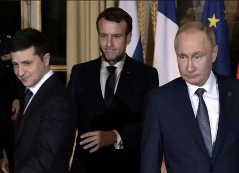 voldymyr zelensky emmanuel macron vladimir putin