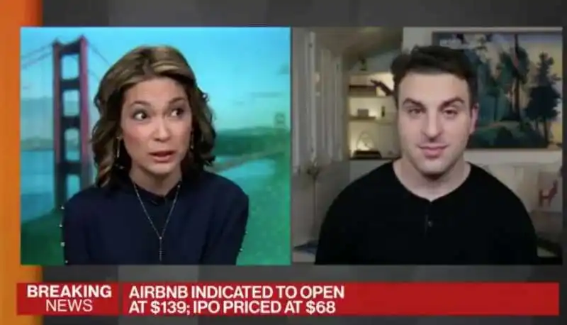 brian chesky scopre il valore di airbnb in diretta