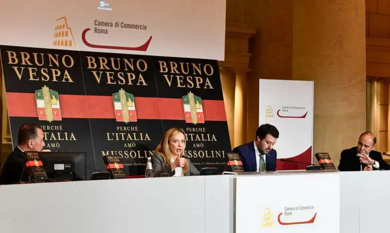 giorgia meloni antonio polito matteo salvini bruno vespa  foto di bacco