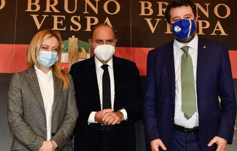 giorgia meloni bruno vespa matteo salvini  foto di bacco