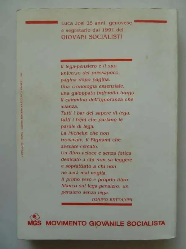 giovani  socialisti libro bianco sulle leghe by luca josi