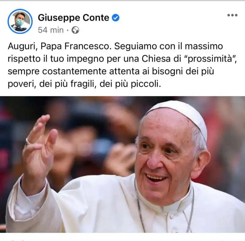 GIUSEPPE CONTE FA GLI AUGURI A PAPA FRANCESCO