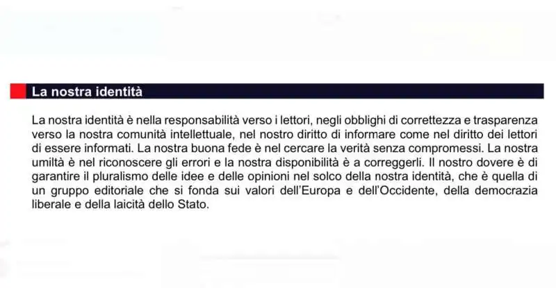 IL DOCUMENTO SULLA MISSION DEL GRUPPO GEDI INVIATO AI GIORNALISTI