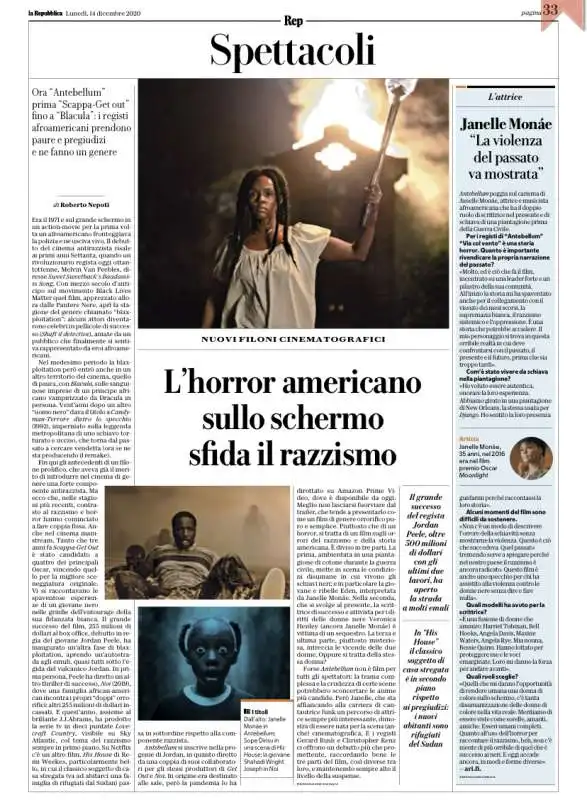 pagina di repubblica su antebellum 