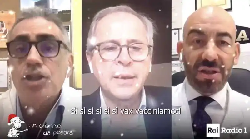 crisanti, bassetti e pregliasco cantano si si si, vacciniamoci  1