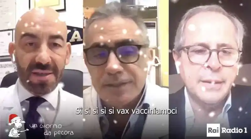 crisanti, bassetti e pregliasco cantano si si si, vacciniamoci  2