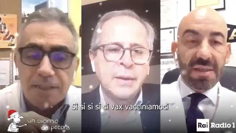 crisanti, bassetti e pregliasco cantano si si si, vacciniamoci  6