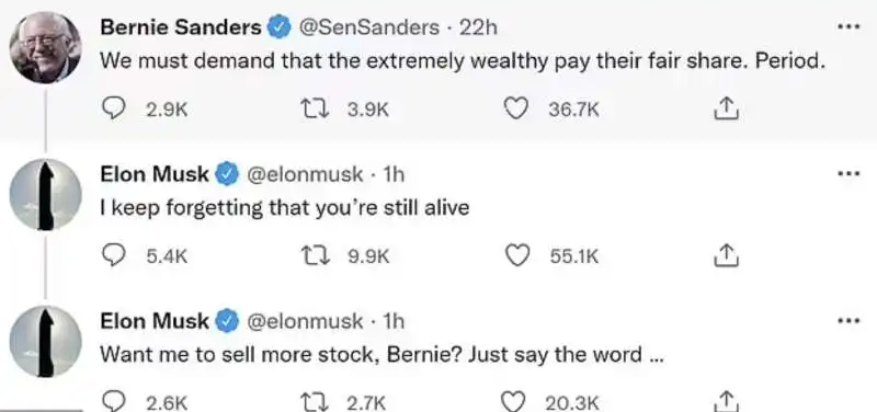 elon musk contro bernie sanders 