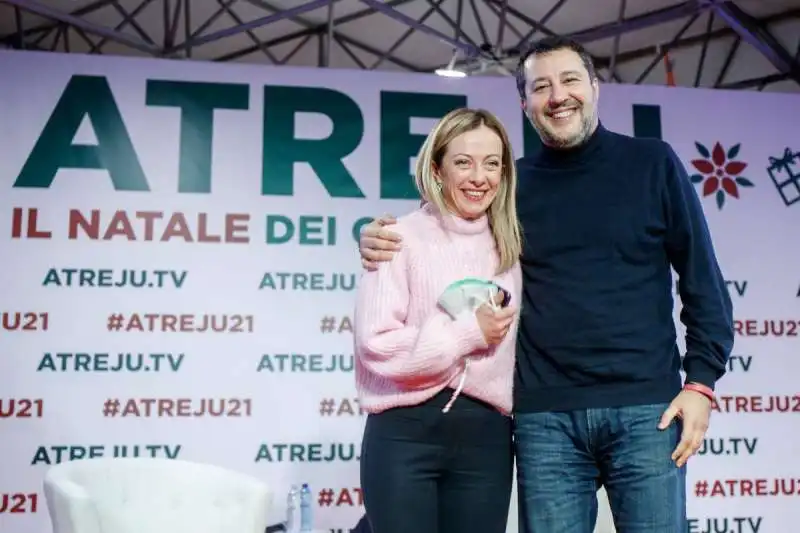 GIORGIA MELONI E MATTEO SALVINI AD ATREJU 