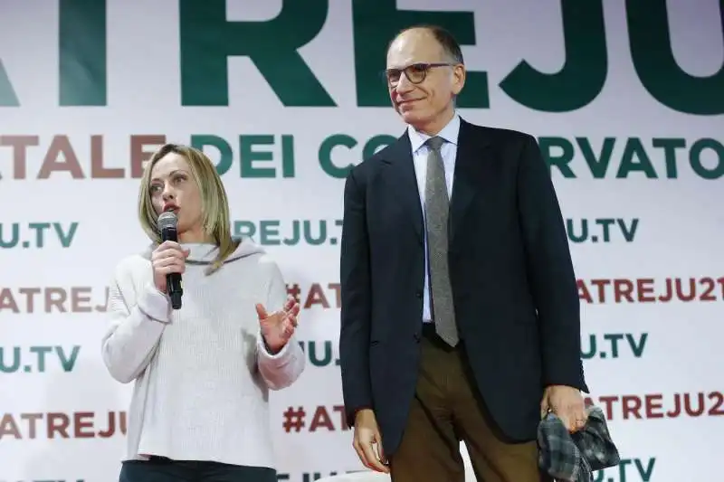 giorgia meloni enrico letta   atreju 