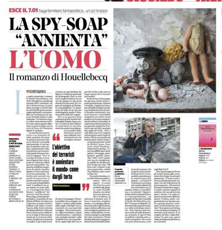 IL FATTO QUOTIDIANO - RECENSIONE DI ANNIENTARE DI MICHEL HOUELLEBECQ