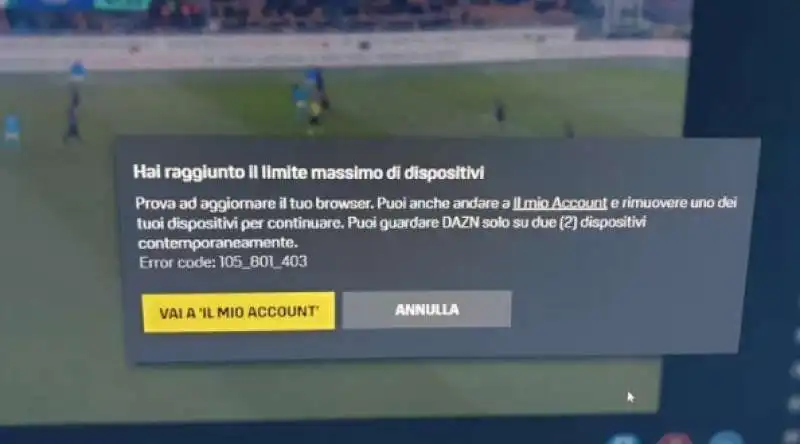 PROBLEMA DISPOSITIVI SU DAZN