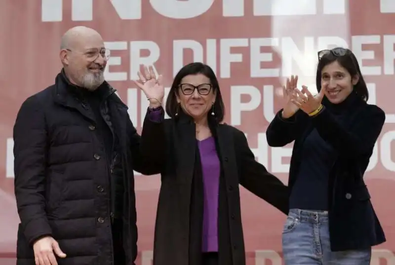 BONACCINI - PAOLA DE MICHELI - ELLY SCHLEIN ALLA MANIFESTAZIONE PD A PIAZZA SANTI APOSTOLI