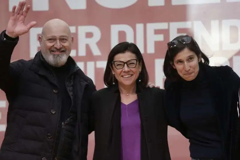 BONACCINI - PAOLA DE MICHELI - ELLY SCHLEIN ALLA MANIFESTAZIONE PD A PIAZZA SANTI APOSTOLI