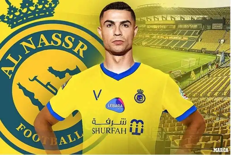 FOTOMONTAGGIO DI CRISTIANO RONALDO CON LA MAGLIA DELL AL NASSR