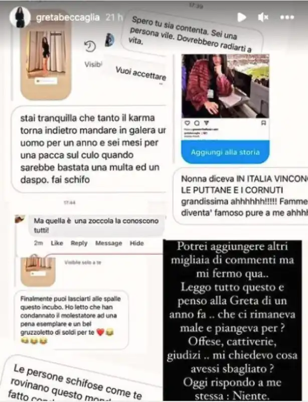 greta beccaglia insulti