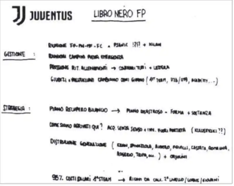 JUVENTUS - IL DOCUMENTO SULLA GESTIONE DI FABIO PARATICI