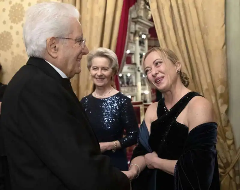 SERGIO MATTARELLA URSULA VON DER LEYEN GIORGIA MELONI 