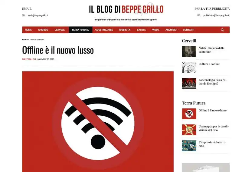 ARTICOLO CONTRO INTERNET SUL BLOG DI BEPPE GRILLO