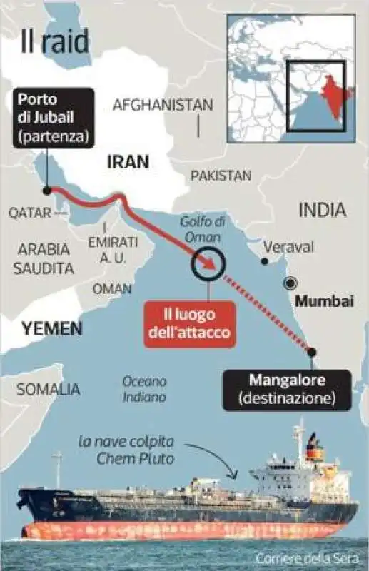 attacco a una petroliera nell oceano indiano