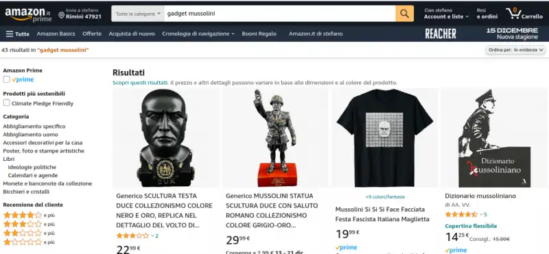 gadget fascisti in vendita su amazon 