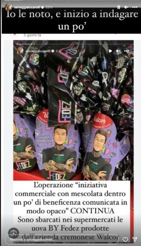 i post di selvaggia lucarelli sulle uova di pasqua di fedez 2