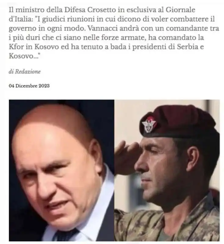 IL GIORNALE D ITALIA INTERVISTA GUIDO CROSETTO 1