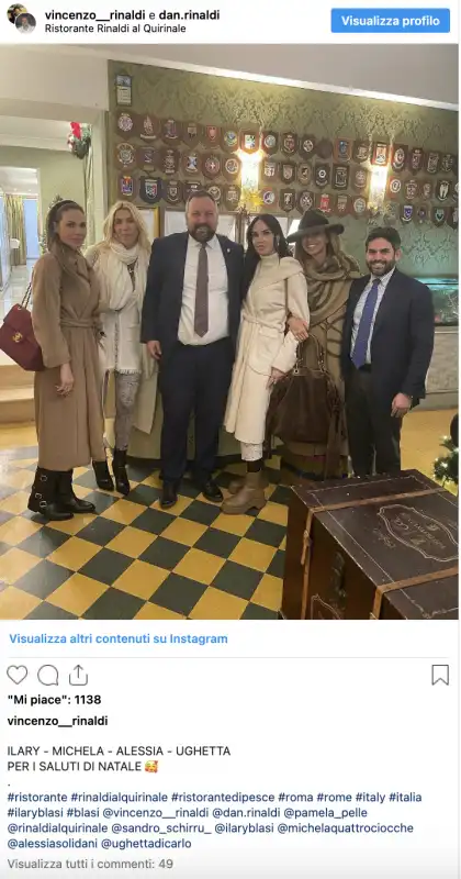 il post con ilary blasi e Michela Quattrociocche da rinaldi al quirinale