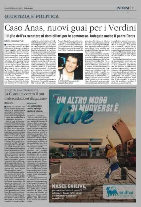 la notizia dei domiciliari di tommaso verdini sul giornale 