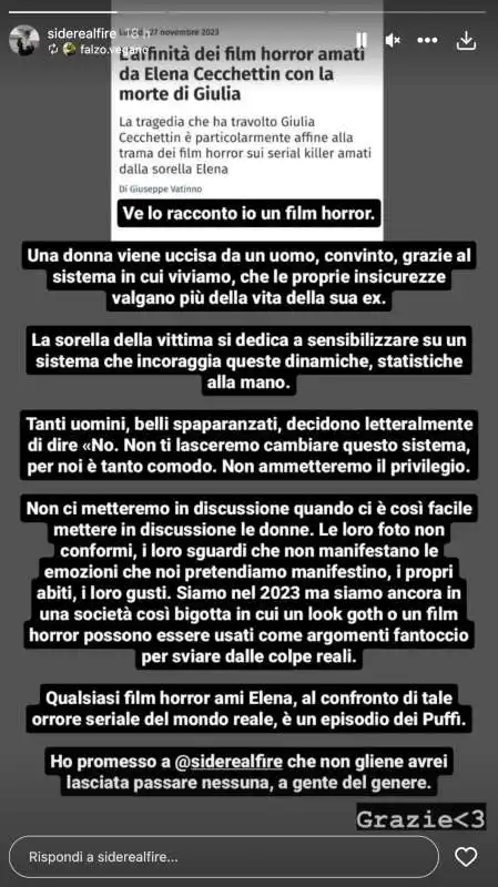 le storie instagram di elena cecchettin   1