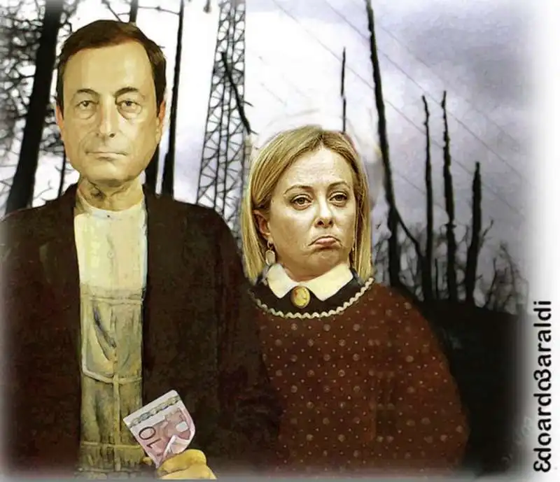 MARIO DRAGHI - GIORGIA MELONI - MEME BY EDOARDO BARALDI 