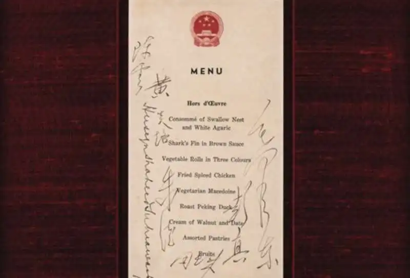 MENU FIRMATO DA MAO ZEDONG 