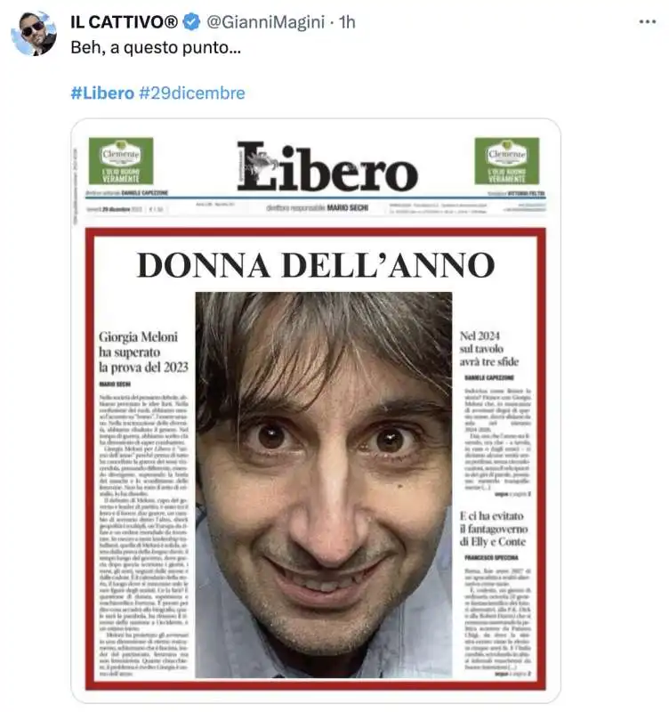 tweet su giorgia meloni eletto uomo dell anno   9