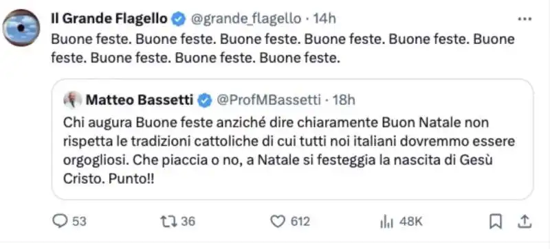 tweet sulla polemica natalizia di matteo bassetti    5