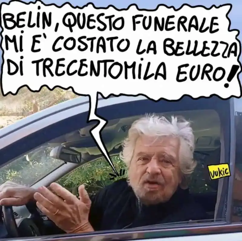 beppe grillo e il funerale del m5s - vignetta by vukic