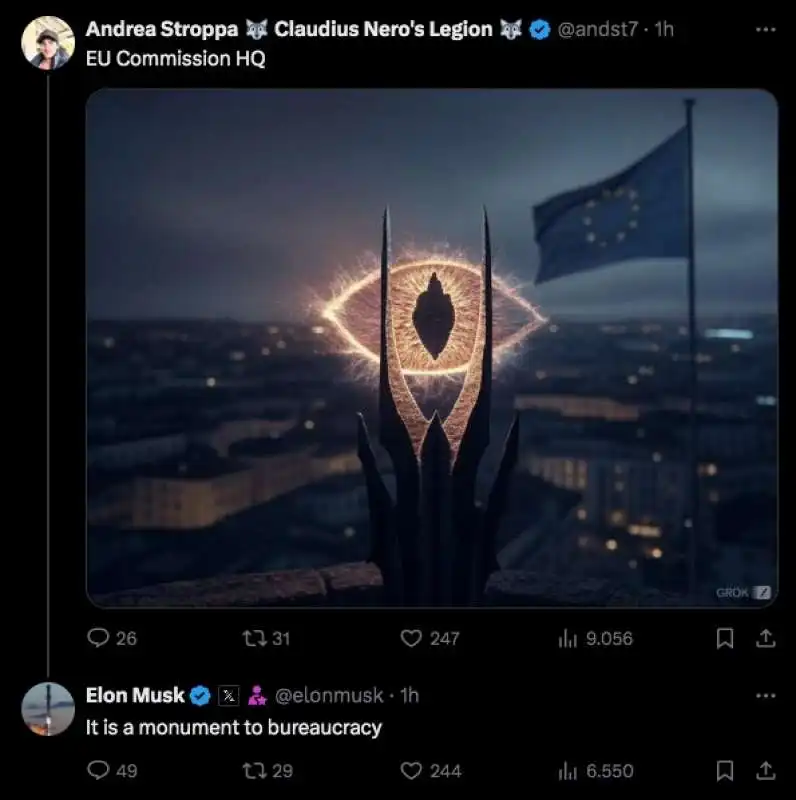 elon musk contro la commissione ue - tweet di andrea stroppa