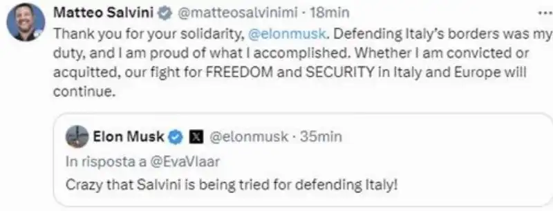 ELON MUSK IN DIFESA DI MATTEO SALVINI 