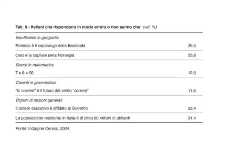 errori degli italiani    rapporto censis 2024 