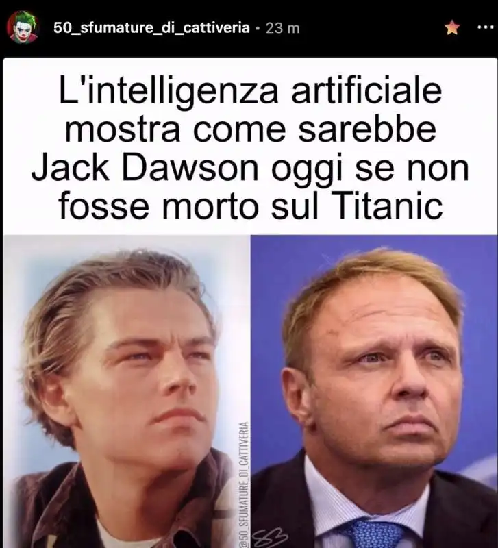 FRANCESCO LOLLOBRIGIDA COME JACK DAWSON DI TITANIC - MEME BY 50 SFUMATURE DI CATTIVERIA