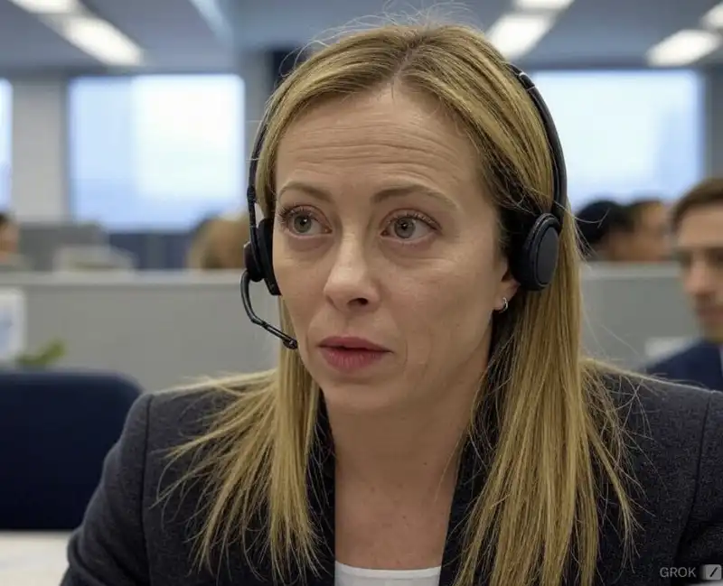 giorgia meloni operatrice di call center    immagine creata con l intelligenza artificiale di grok 