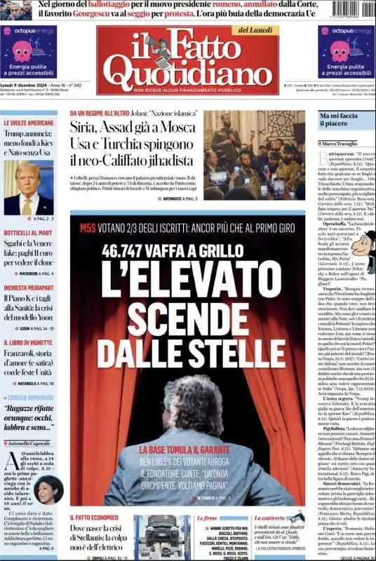 LA PRIMA PAGINA DEL FATTO QUOTIDIANO DOPO LA SCONFITTA DI BEPPE GRILLO

