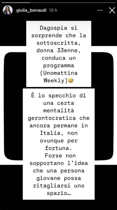 LA STORIA INSTAGRAM DI GIULIA BONAUDI CONTRO DAGOSPIA