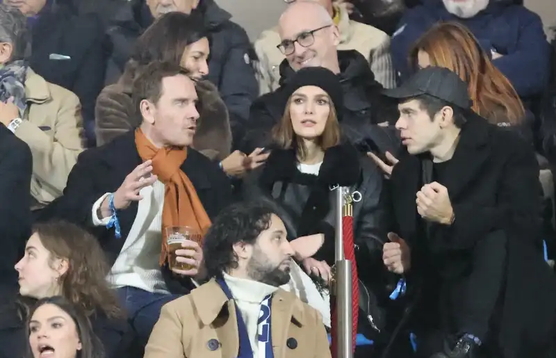 michael fassbender e keira knightley allo stadio sinigaglia di como - foto lapresse