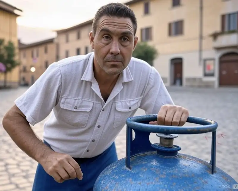 roberto vannacci in versione bombolaio di gas      immagine creata con l intelligenza artificiale di grok 