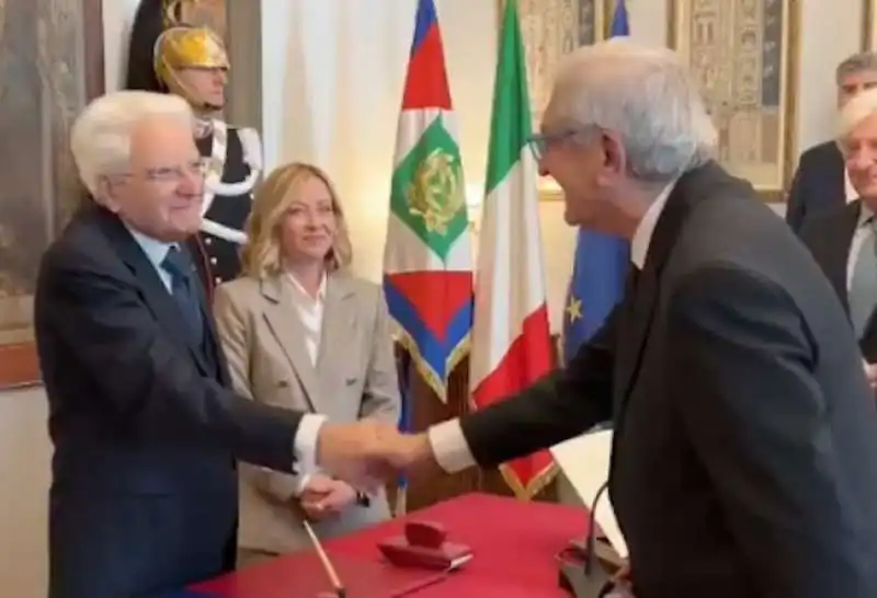 TOMMASO FOTI GIURA AL QUIRINALE CON SERGIO MATTARELLA E GIORGIA MELONI

