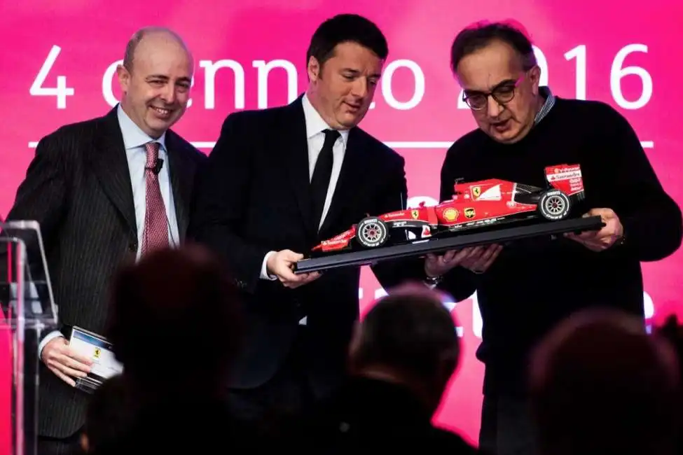 renzi marchionne elkann alla borsa per la quotazione di ferrari 