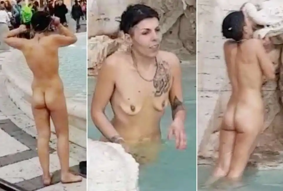 una ragazza fa il bagno nuda a piazza navona 