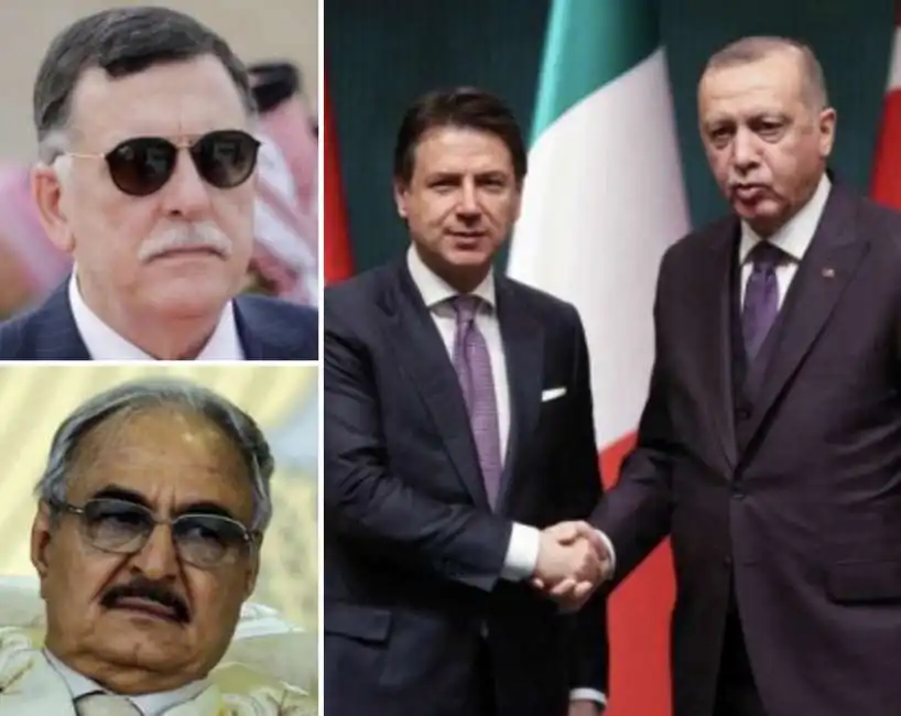 fayez al serraj sarraj khalifa haftar giuseppe conte erdogan