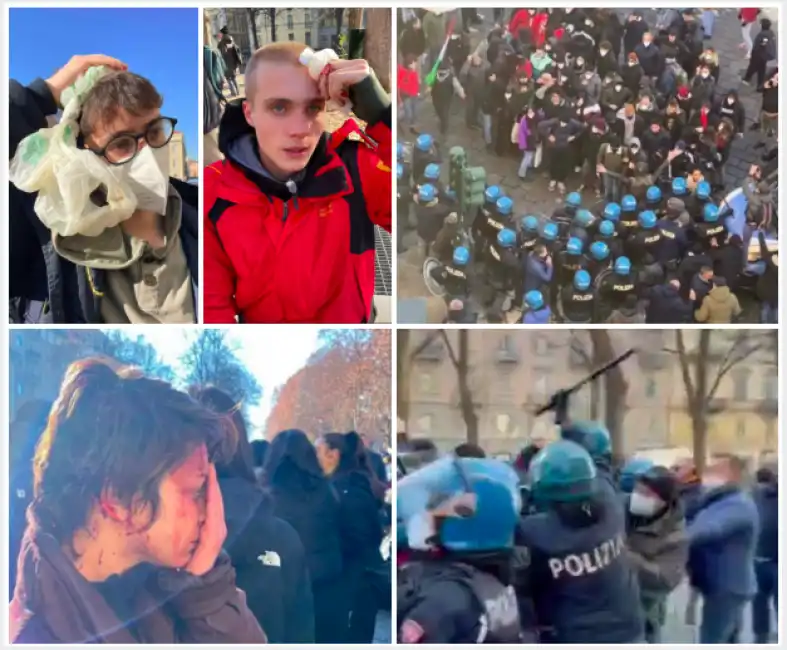 manganellate studenti manifestazione polizia